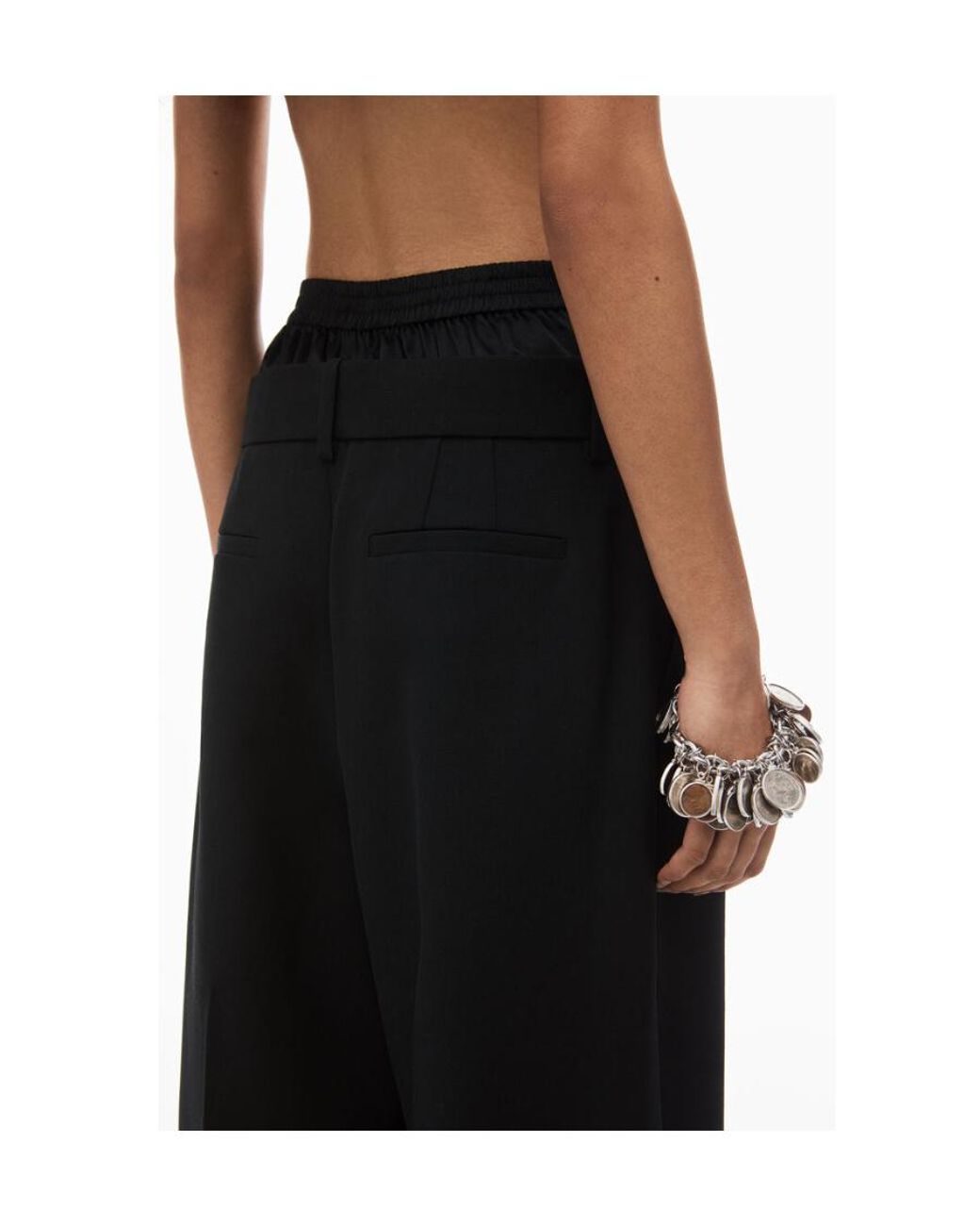 Alexander Wang Black Layered-Design Wool Trousers