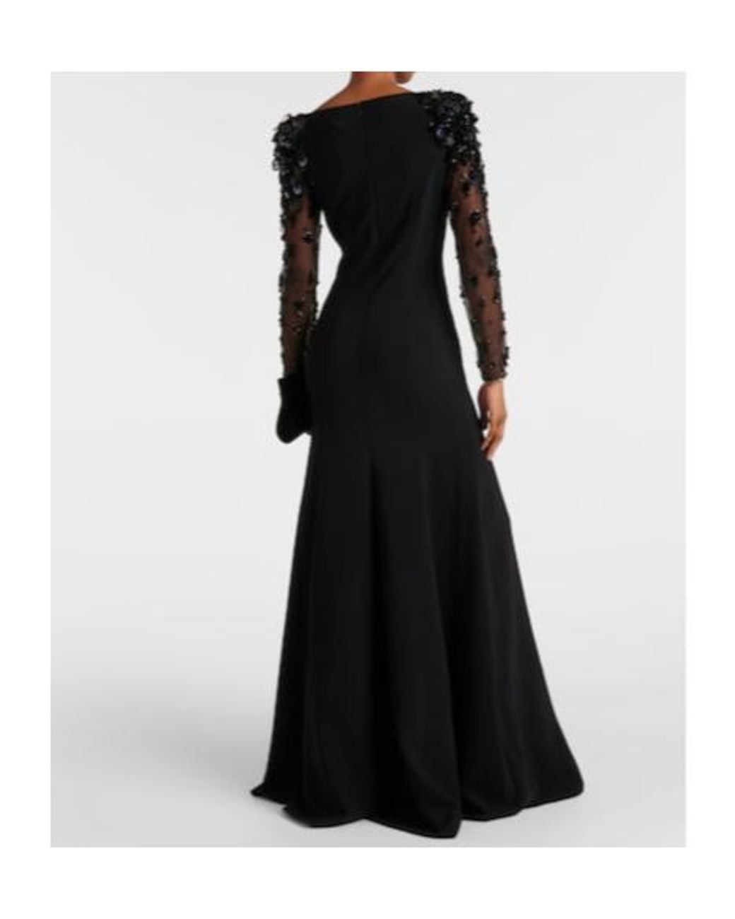 Jenny Packham Black Adella Embellished Crêpe Gown