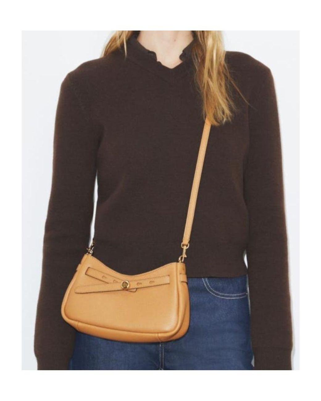 Tory Burch Natural Romy Zip Top Crossbody