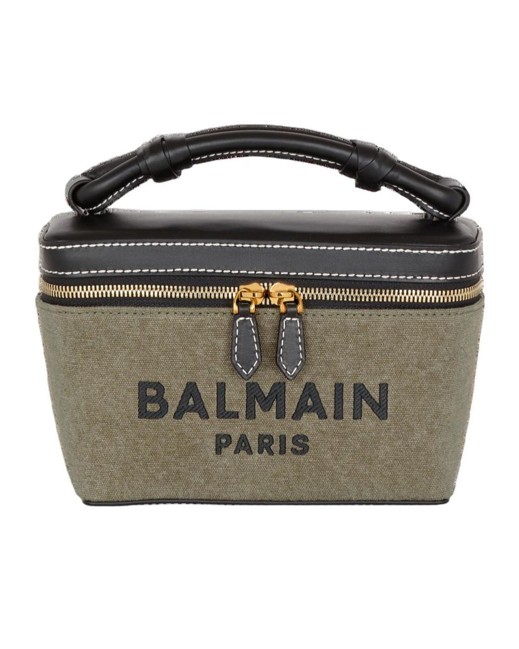 【Balmain】B-ARMY VANITY CASE-SUEDE LEATHER&LOGO◆EN1BG921LC Balmain Beige & Brown B-Army Vanity Case Bag Balmain