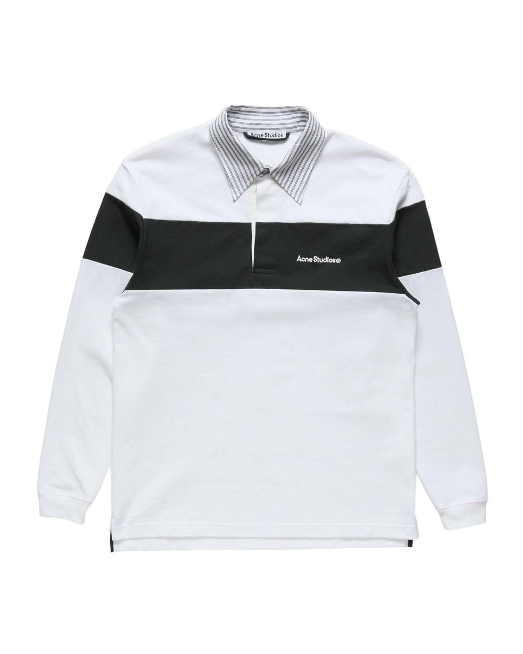 Acne White Striped Polo Sweatshirt for men