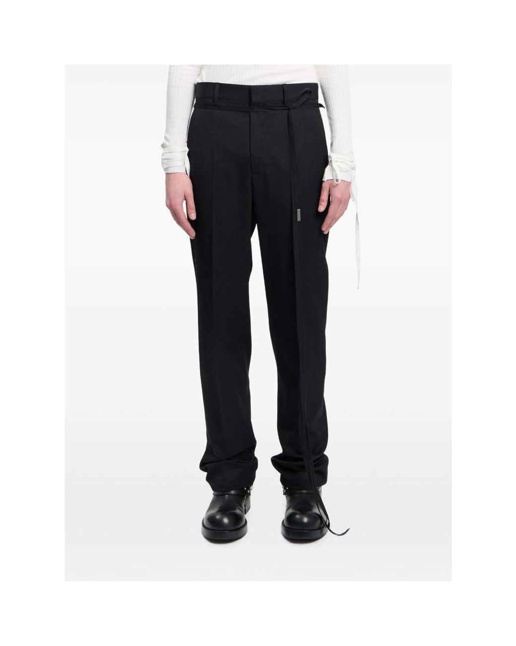 Ann Demeulemeester Black Worsted Wool Gabardine Trousers for men