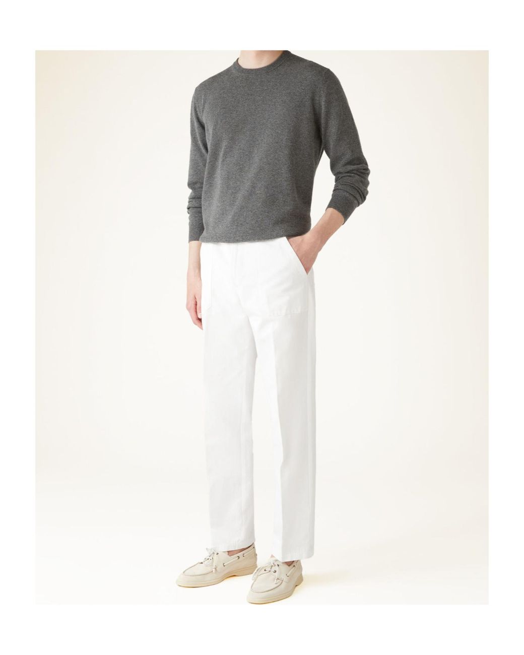 Loro Piana Gray Classic Crewneck Jumper for men
