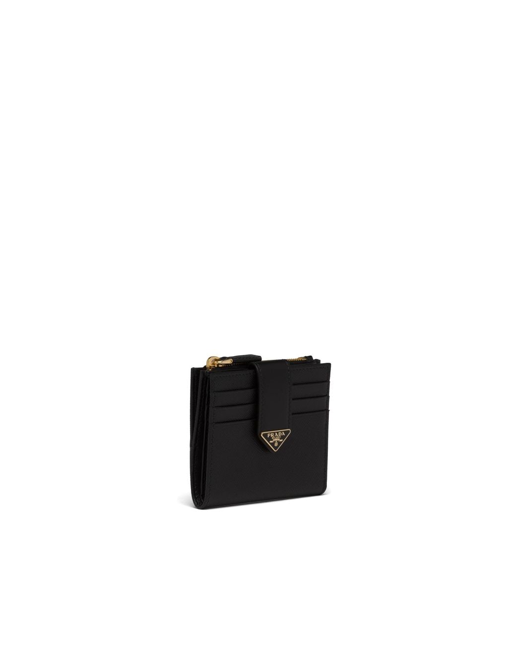 Prada Black Logo Plaque Zip-Up Wallet