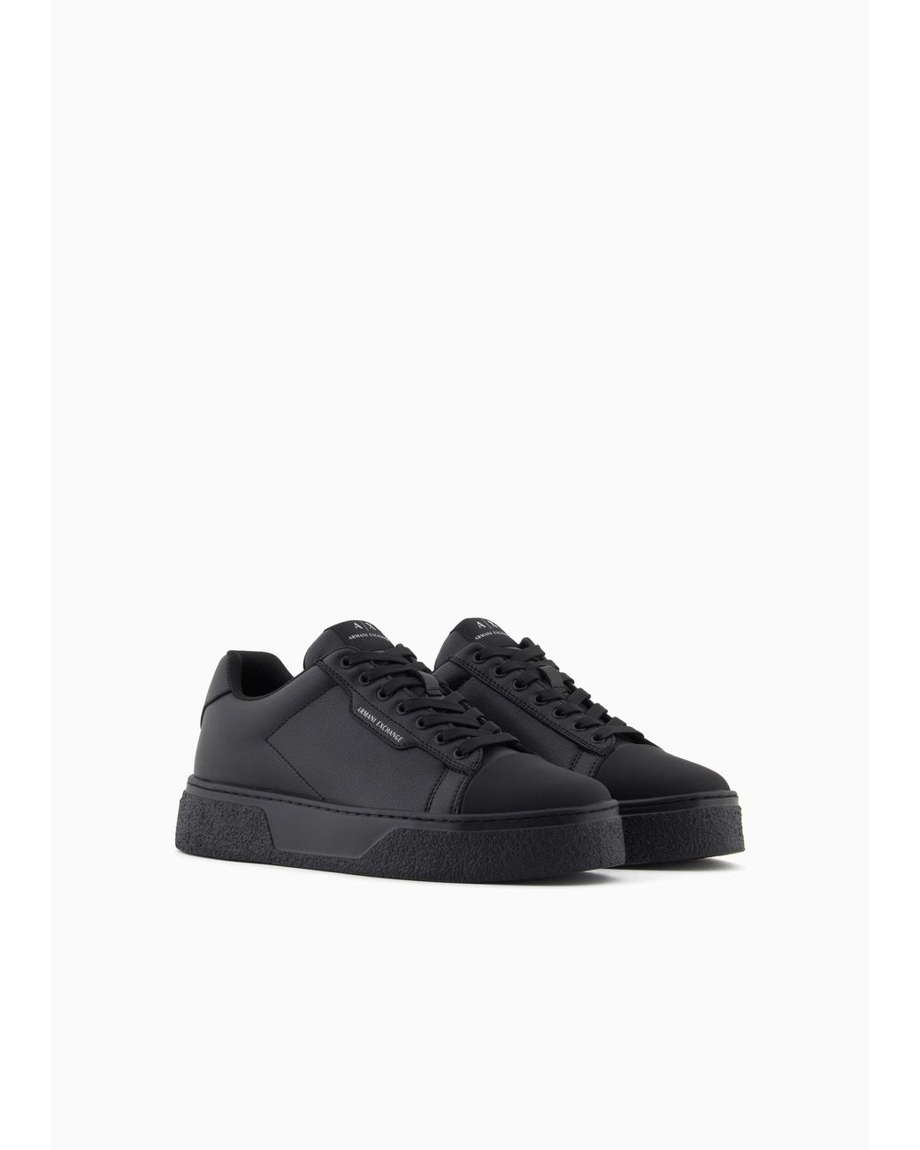 ARMANI EXCHANGE Black Round Toe Low Top Sneakers for men
