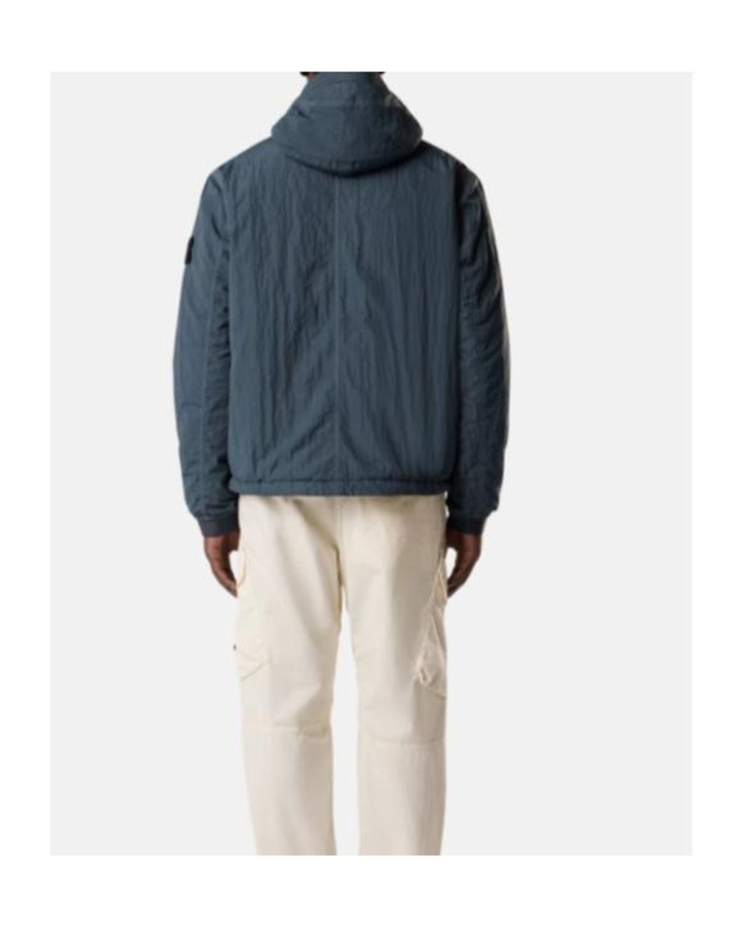 Stone Island Blue State Logo-Patch Hooded Jacket for men