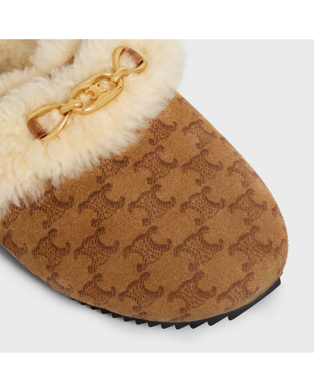 Céline Natural Fur Slides Triomphe Closed Slipper