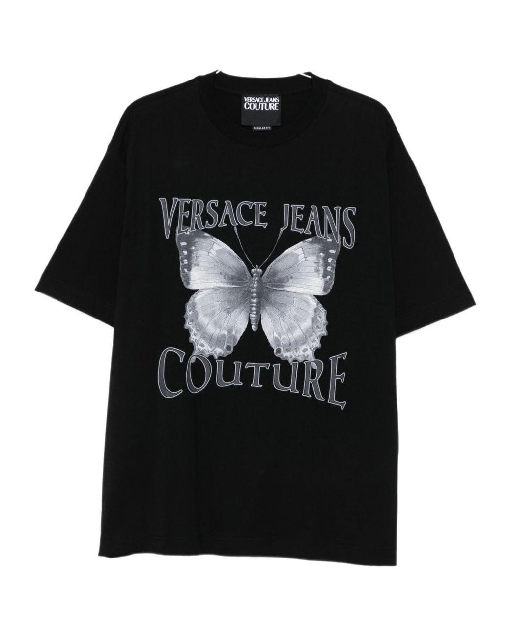 Versace Jeans Black Couture Short Sleeve Butterfly-Print T-Shirt for men