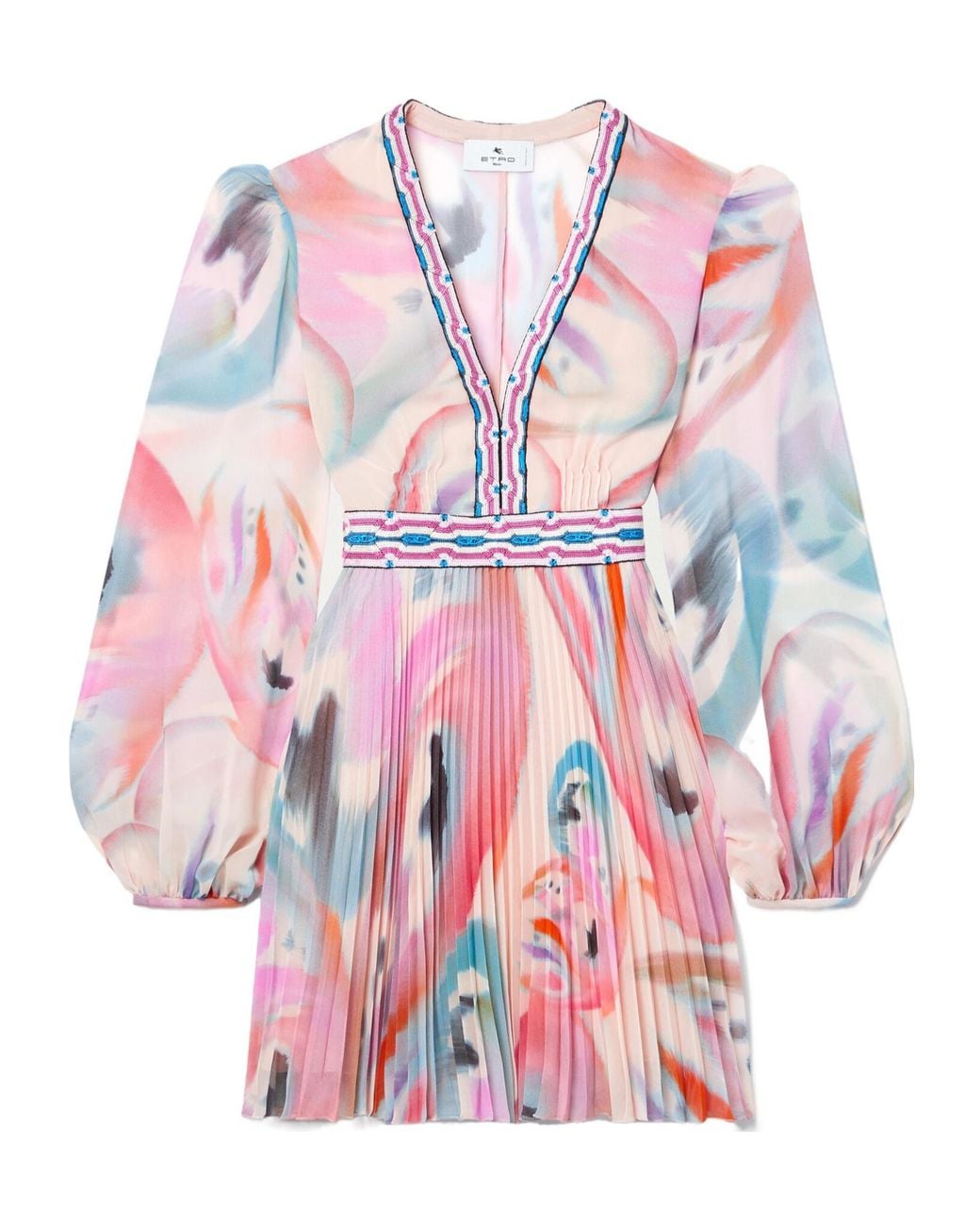Etro Pink Butterfly Wing Print Chiffon Dress