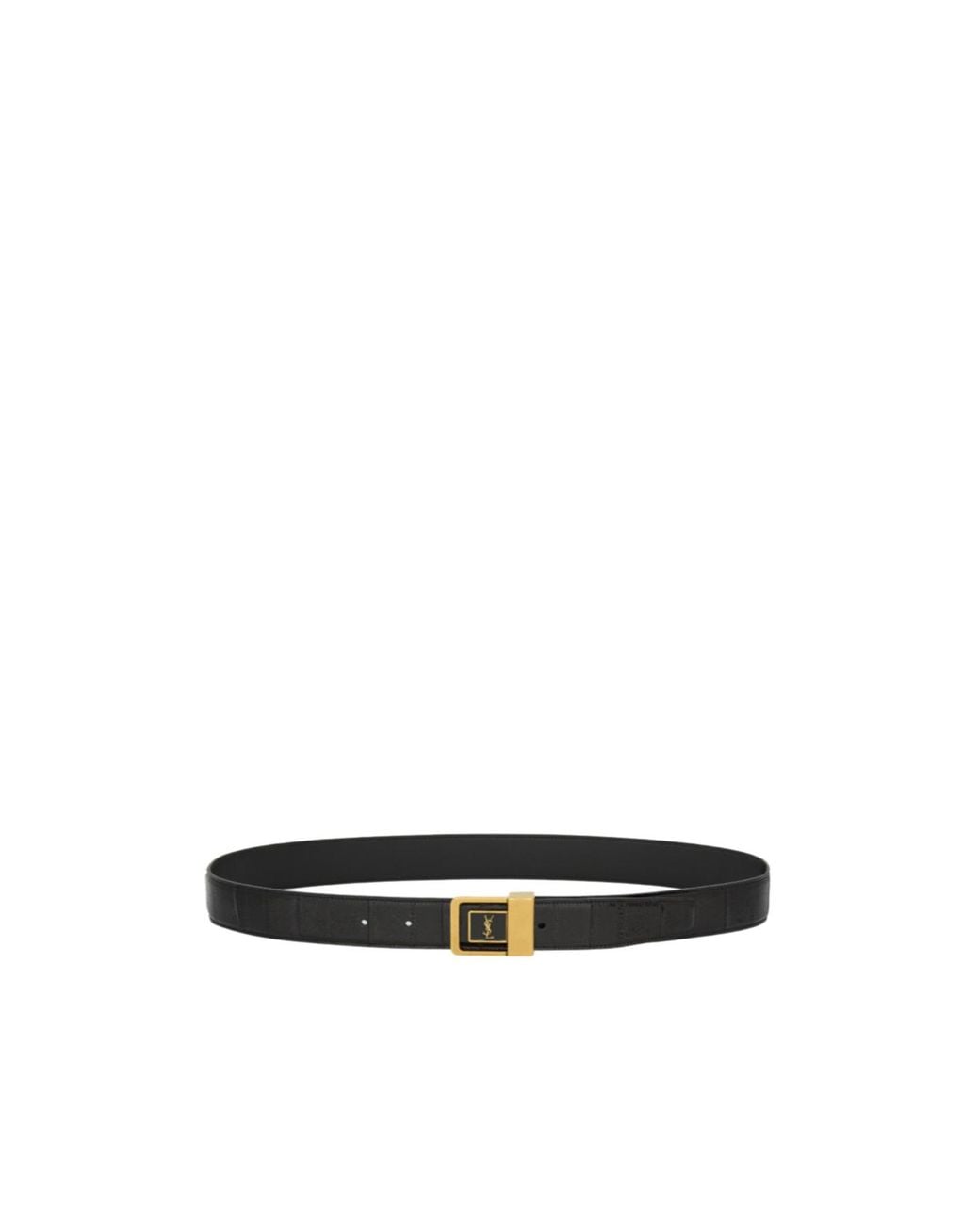 Saint Laurent White La 66 Buckle Belt