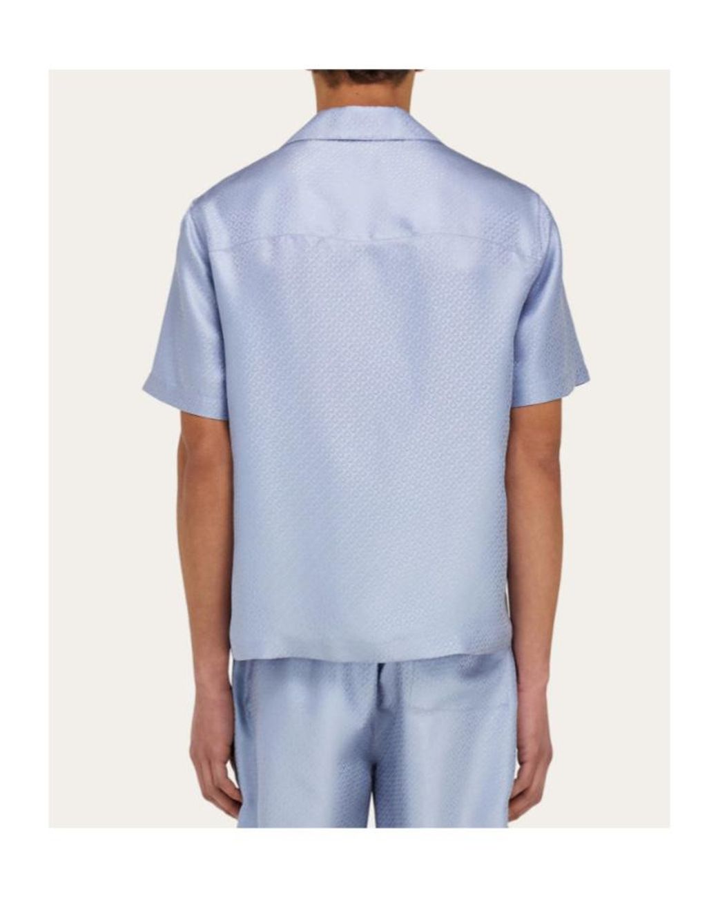 Ferragamo Blue Short Sleeve Silk Shirt for men