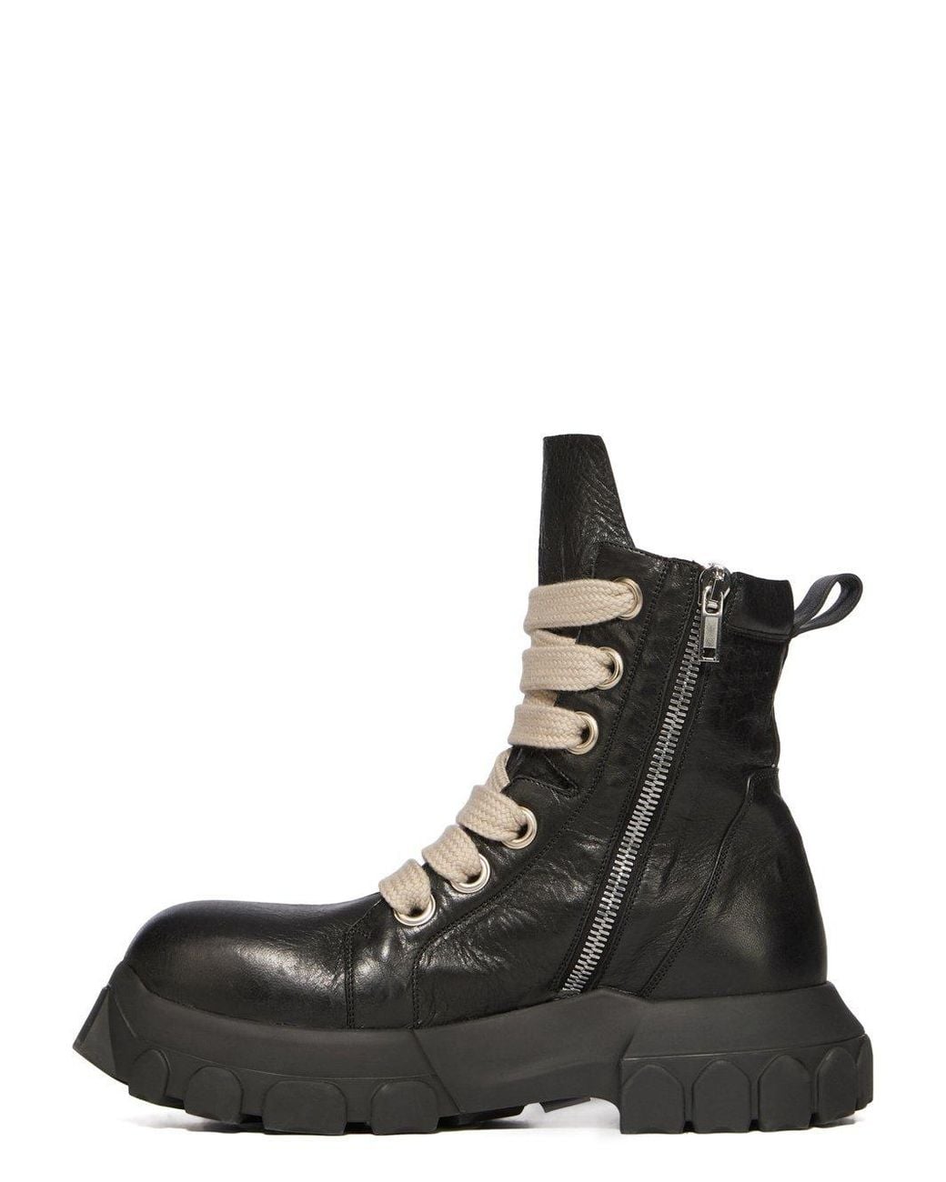 Rick Owens Black Lace-Up Combat Boots for men