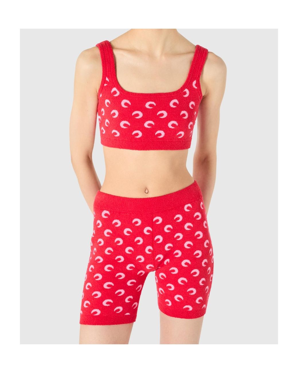 MARINE SERRE Red Moon Printed Jacquard Bouclette Mini Shorts