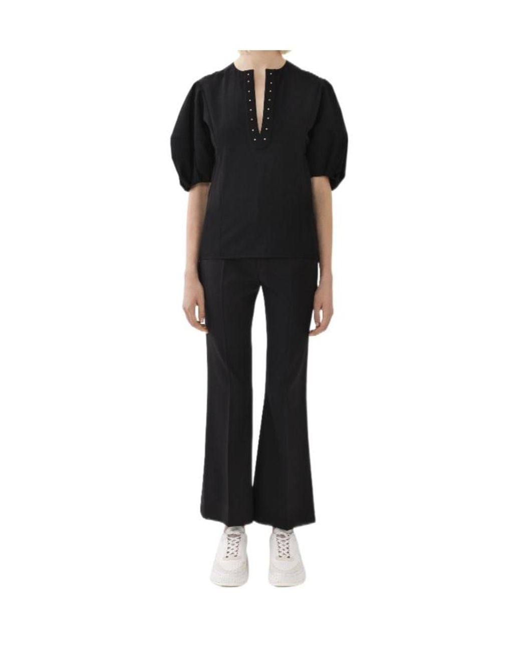 Chloé Black Cropped Flared Trousers