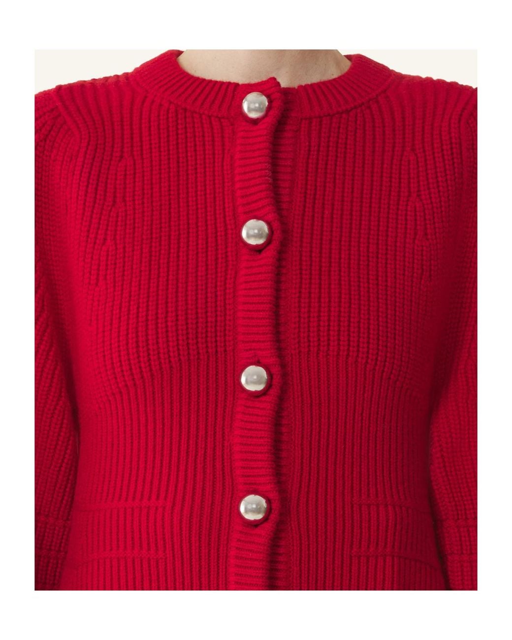 Lanvin Red Ribbed Cardigan