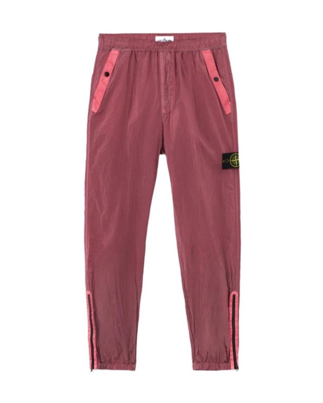 Stone Island Red Logo Patch Track Pants for men