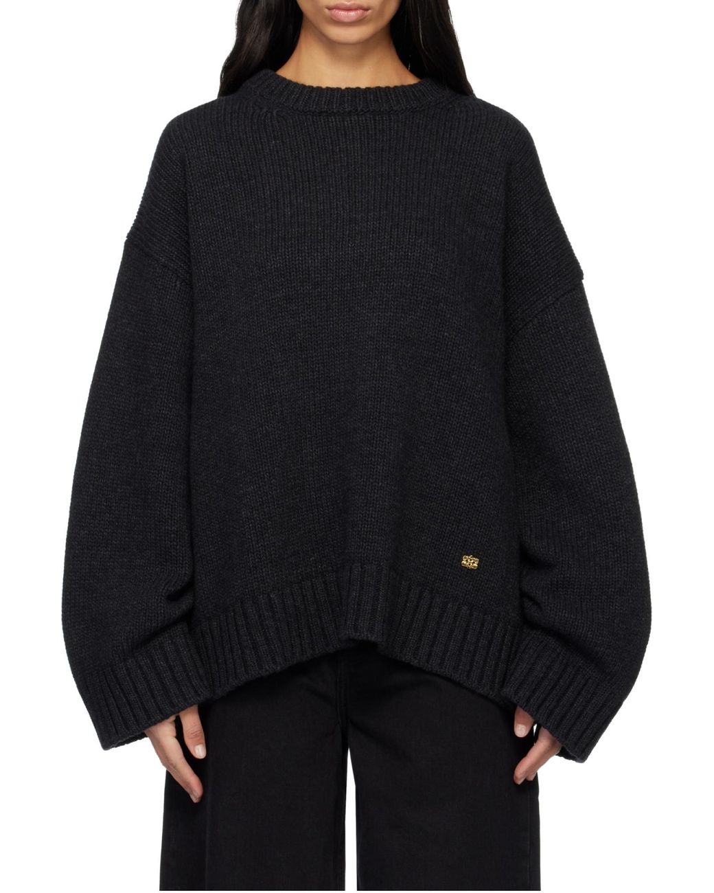 Ganni Blue Dark Wool Mix Jumper