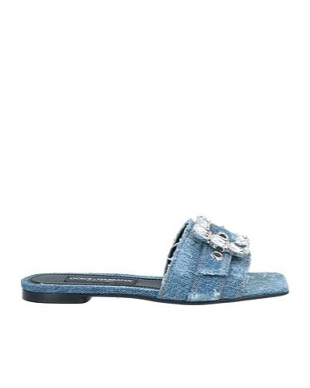 Dolce & Gabbana Blue Denim Slippers