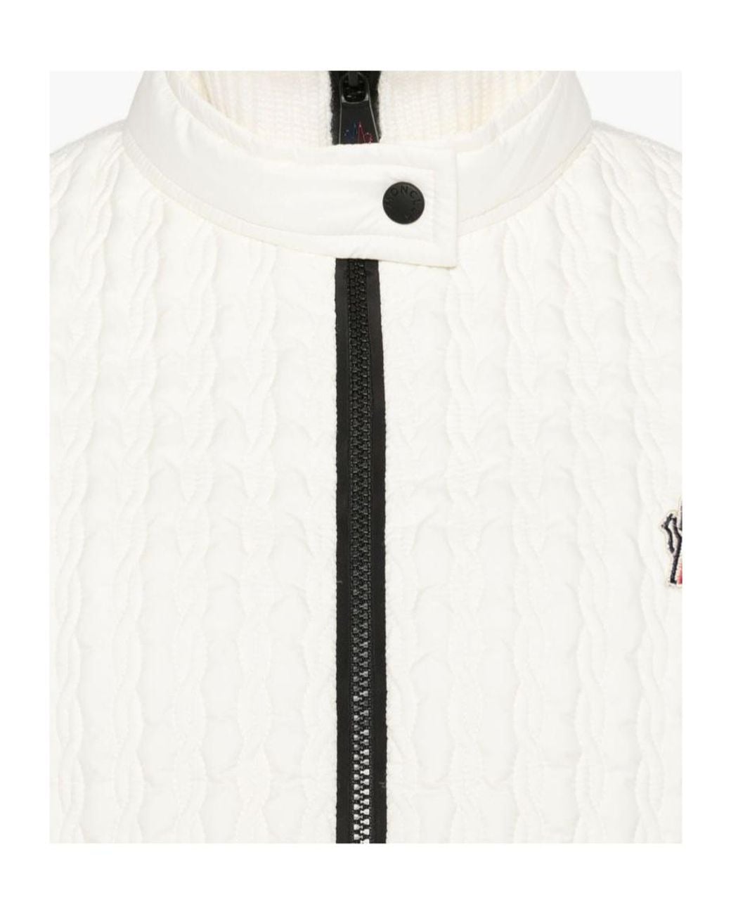 Moncler Natural Grenoble Quilted Zip-Up Knitted Sweater