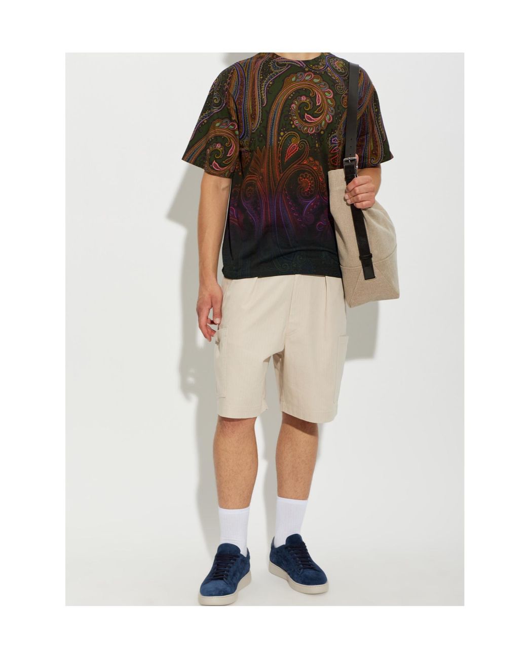Etro Green Paisley Print T-Shirt for men