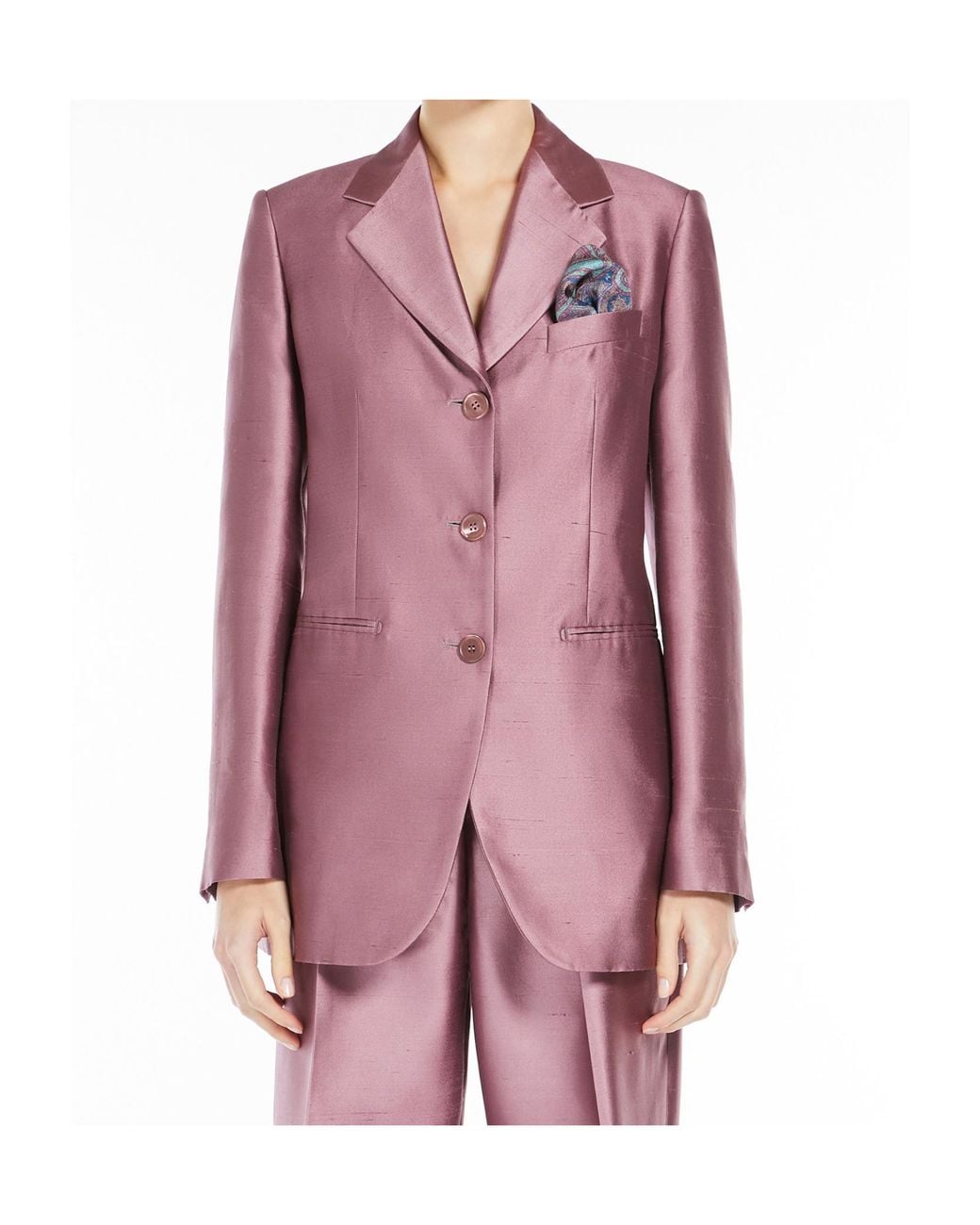 Max Mara Pink Malaga Metallic Button-Up Jacket