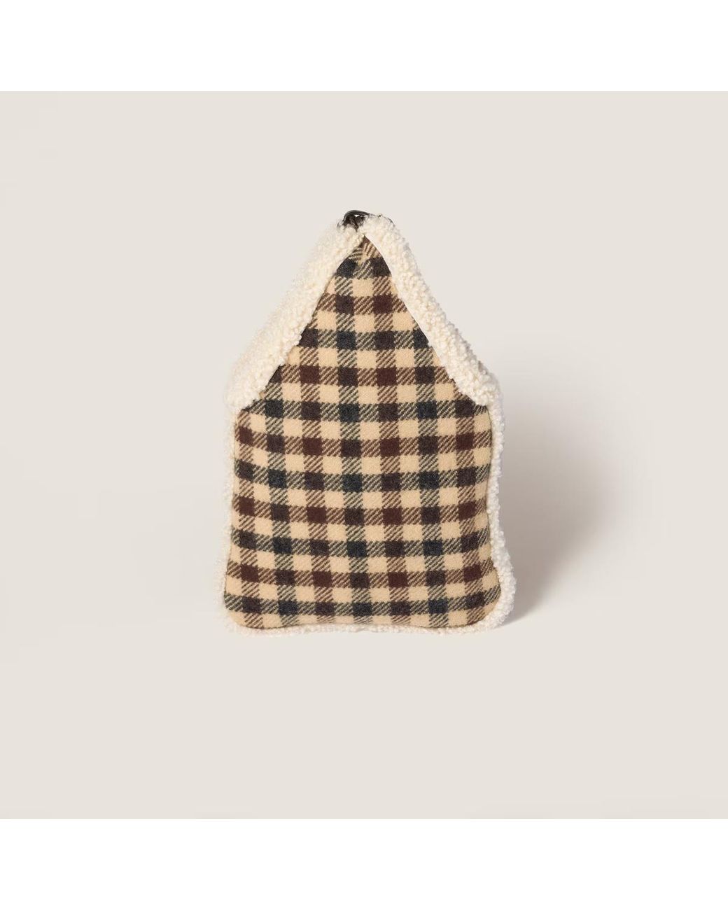Miu Miu Natural Gingham And Shearling Handbag