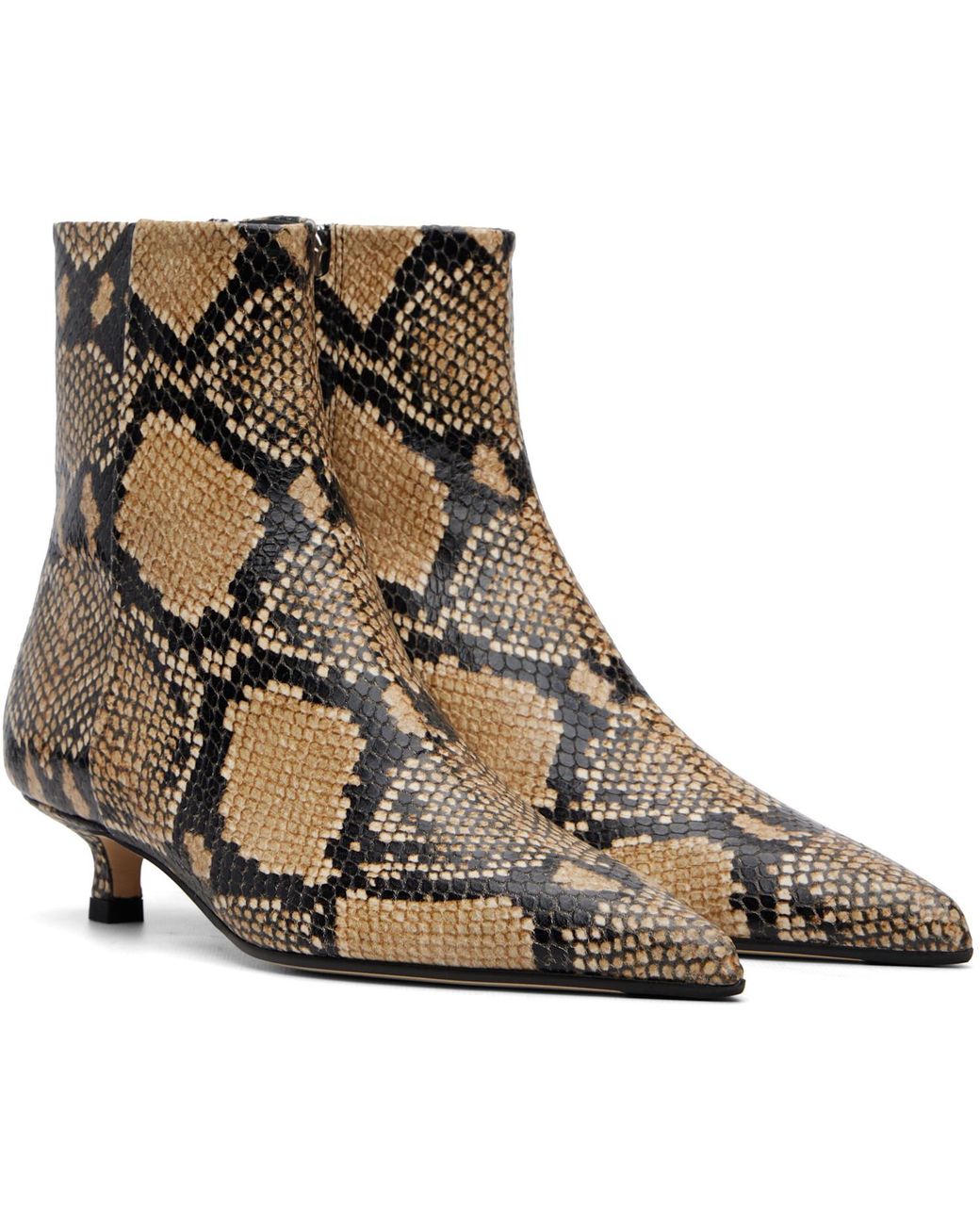 Aeyde Natural Sofie Snakeskin-Effect Leather Ankle Boots