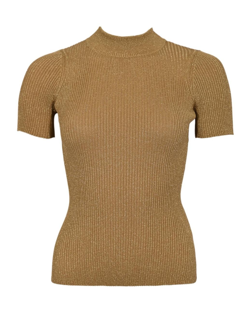 Max Mara Brown Spezie Ribbed Short-Sleeve Top