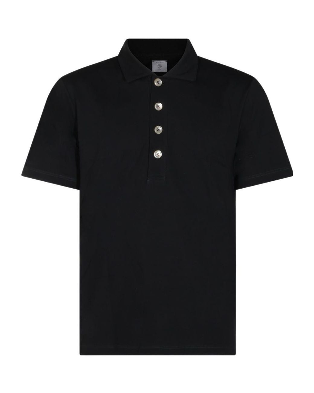 Eleventy Black Button-Up Polo Shirt for men