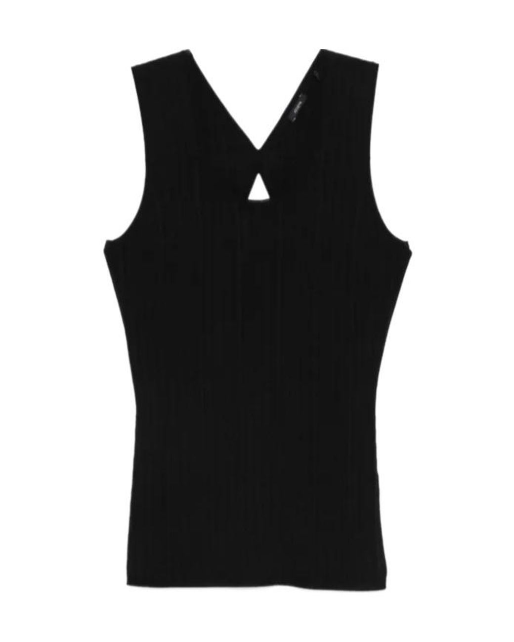 Joseph Black Keyhole Ribbed Top