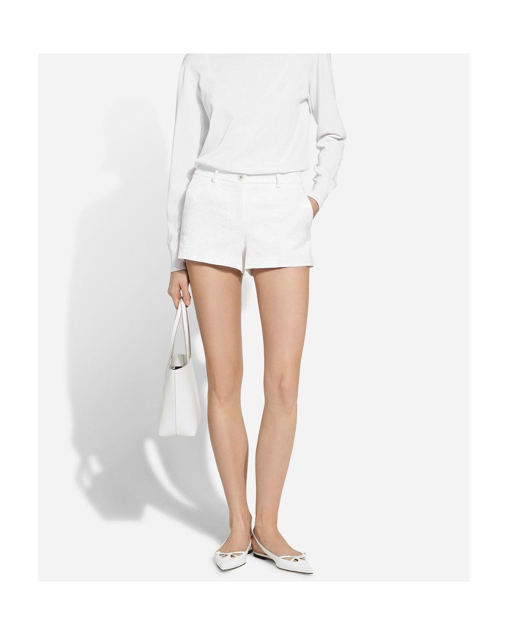 Dolce & Gabbana White Brocade Shorts