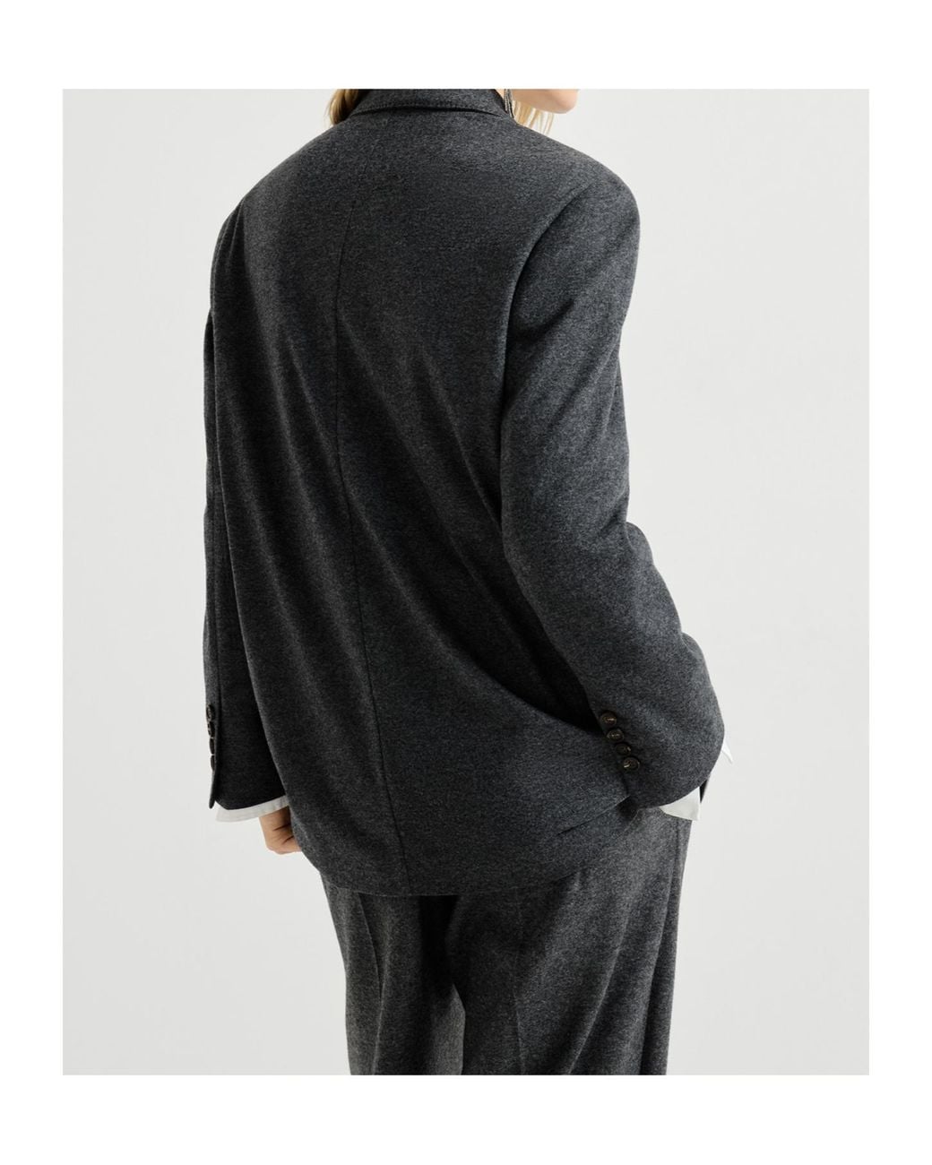 Brunello Cucinelli Black Cashmere Jersey Blazer With Monili
