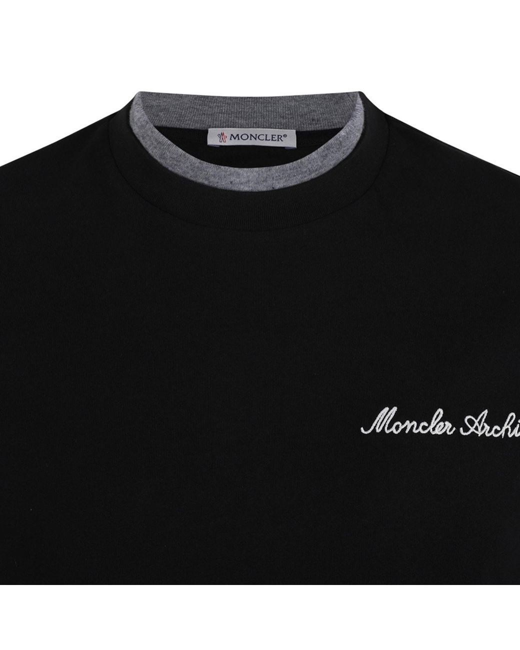 Moncler Black Logo Embroidered Crewneck T-Shirt for men