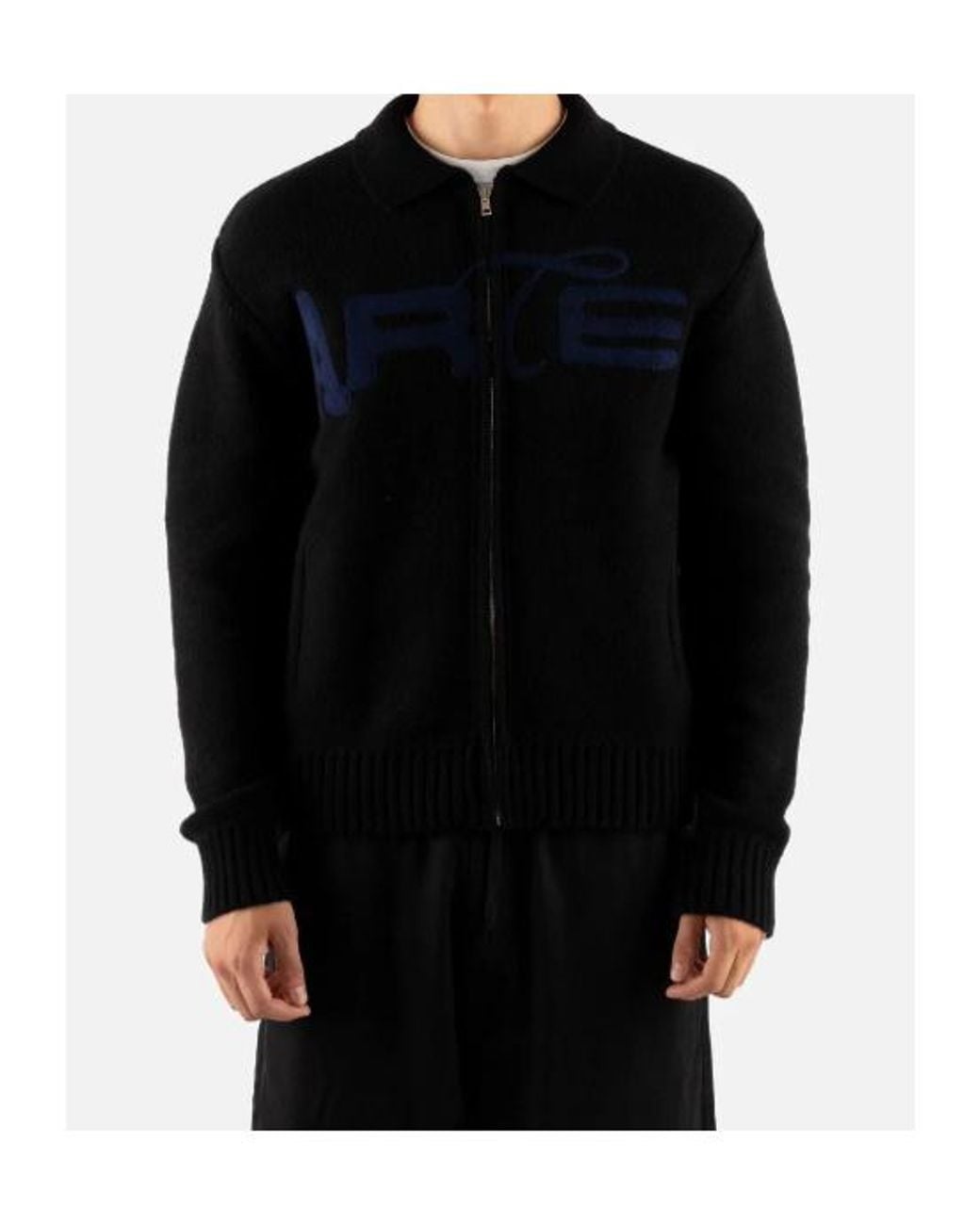Arte' Blue Logo-Patch Zip-Up Sweater for men