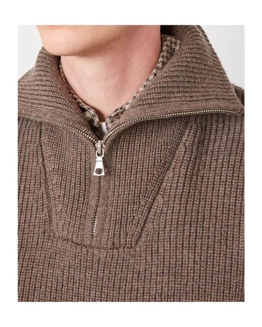 Officine Generale Brown Tarek Quarter-Zip Sweater for men