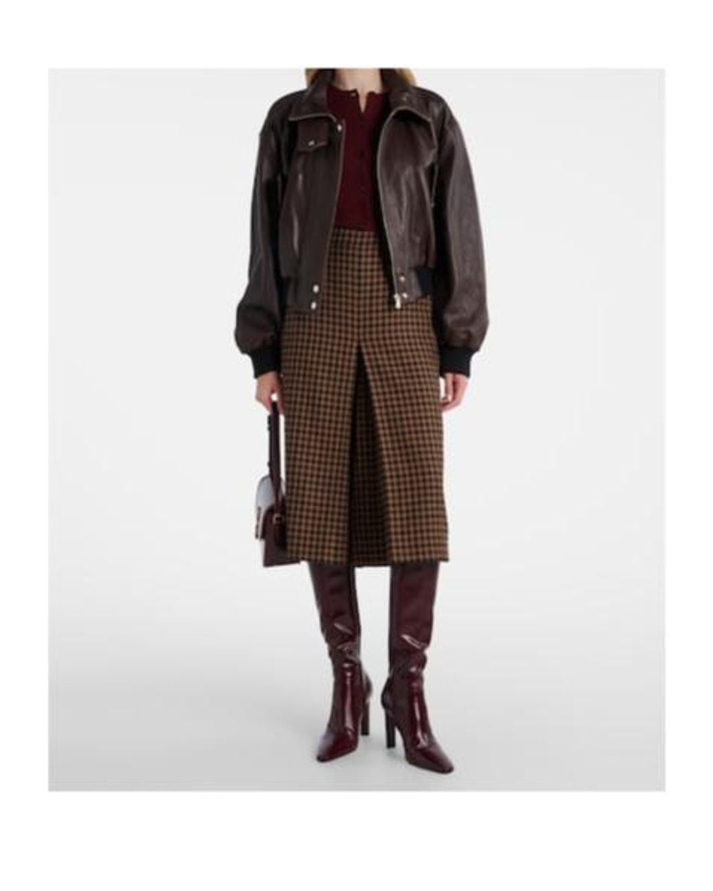 Nour Hammour Brown Briar Leather Bomber Jacket