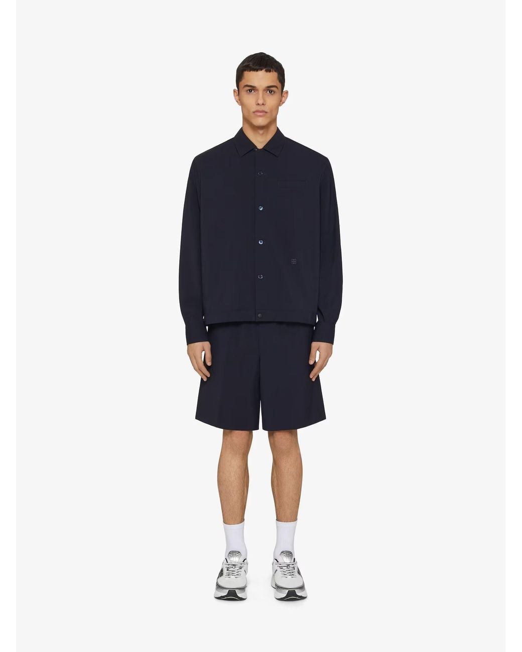 Givenchy Blue 4G Plaque Long-Sleeved Shirt for men