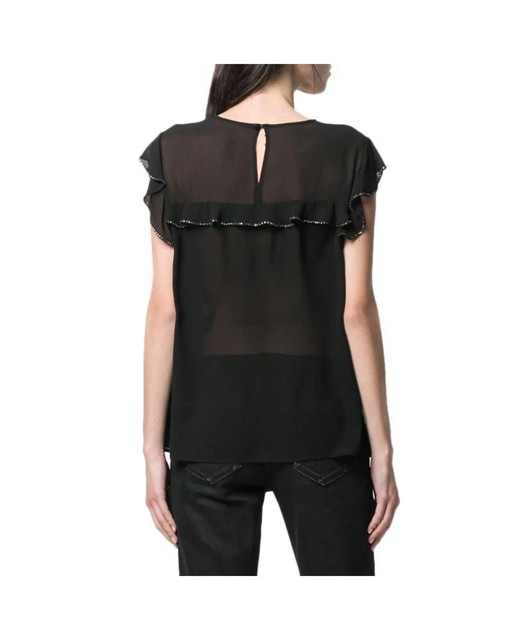 Saint Laurent Black Crystal Embellished Blouse
