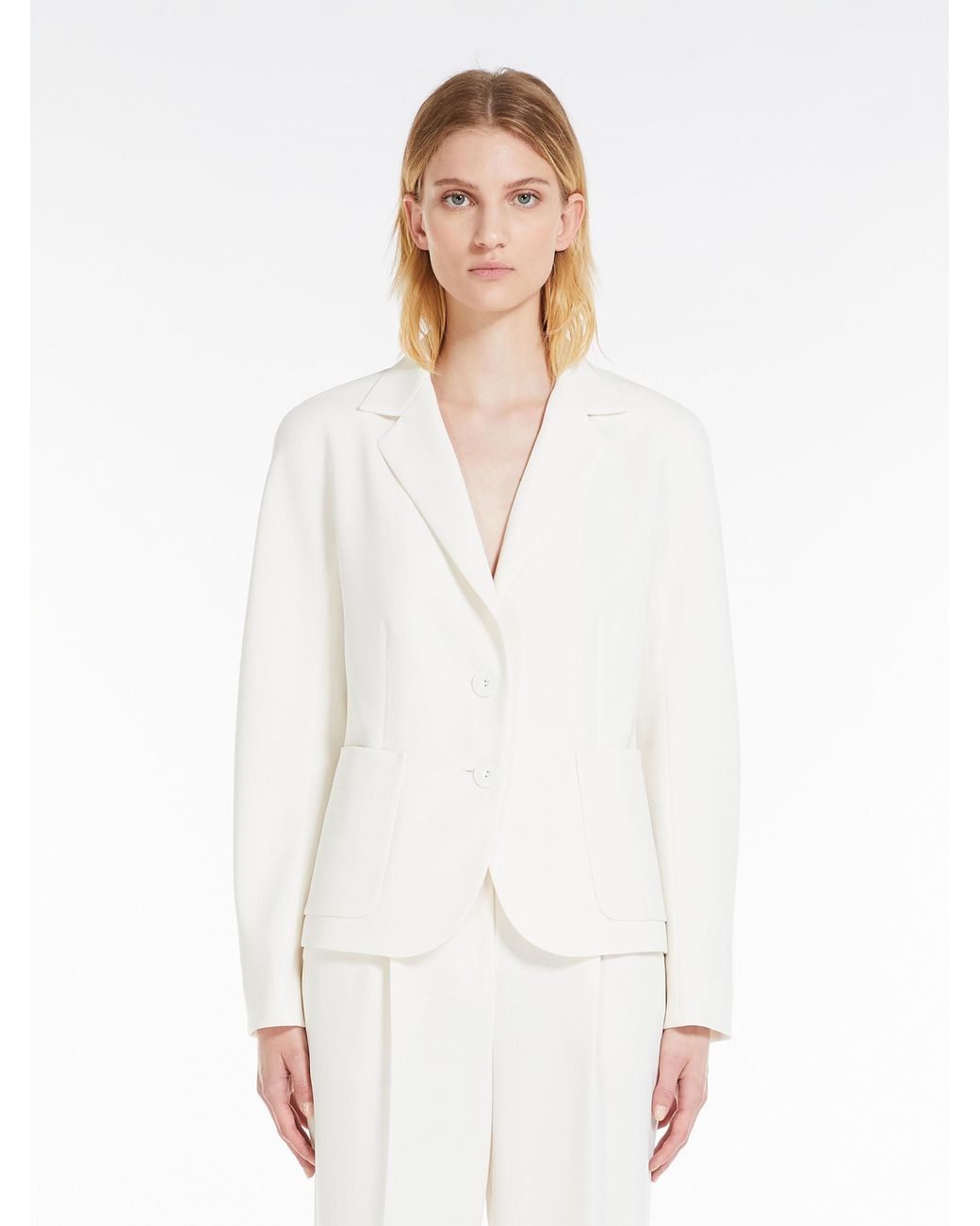 Max Mara White Studio Single-Breasted Long-Sleeved Jacket