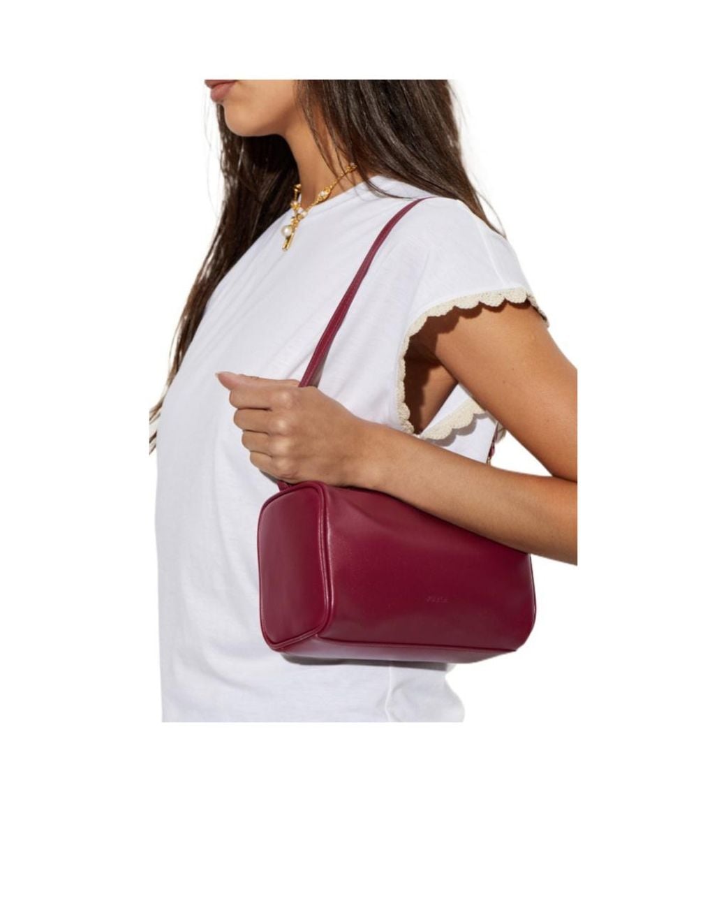 Furla Purple Large Logo-Debossed Leather Crossbody Bag