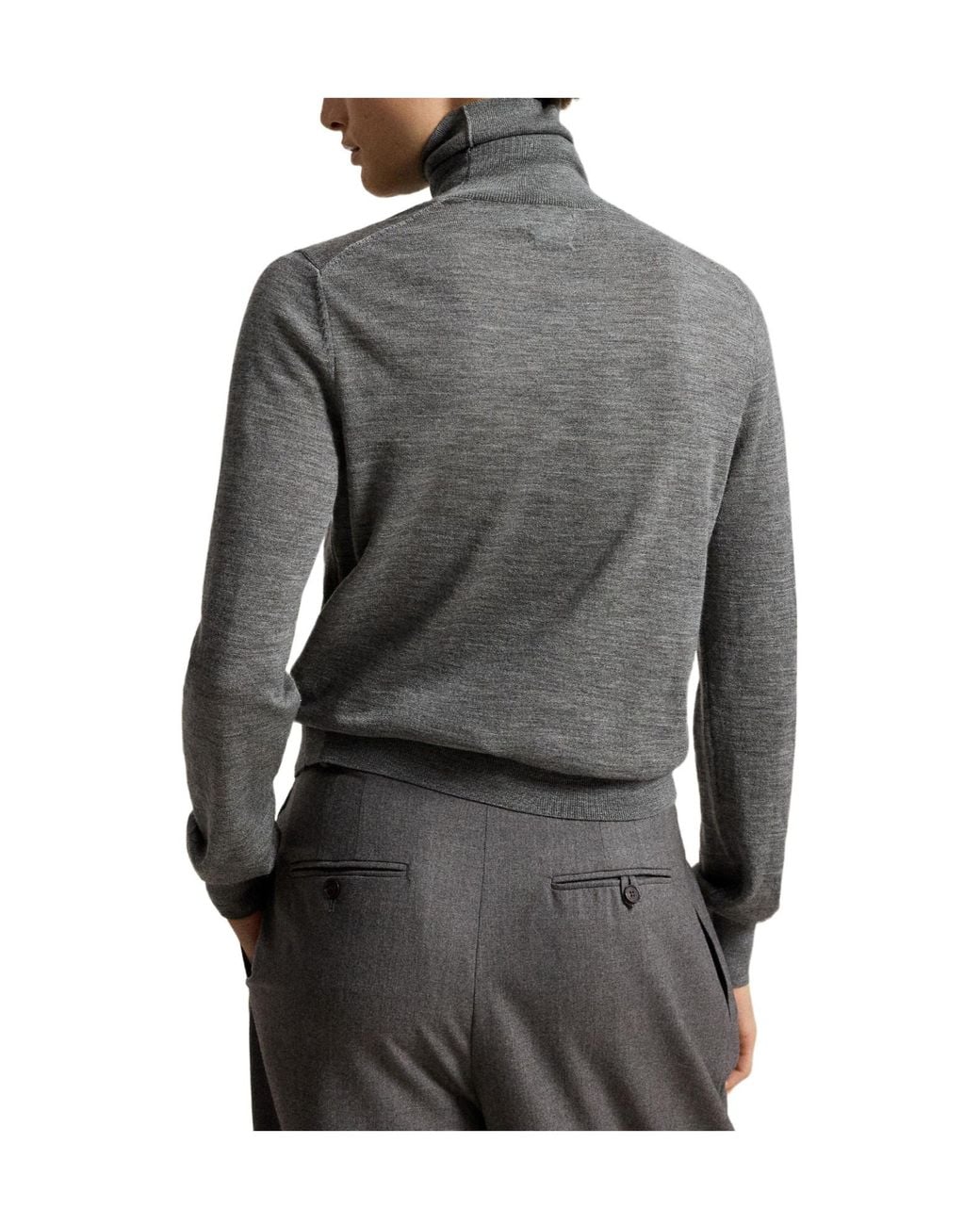 Polo Ralph Lauren Gray Turtleneck Slim-Fit Wool Sweater