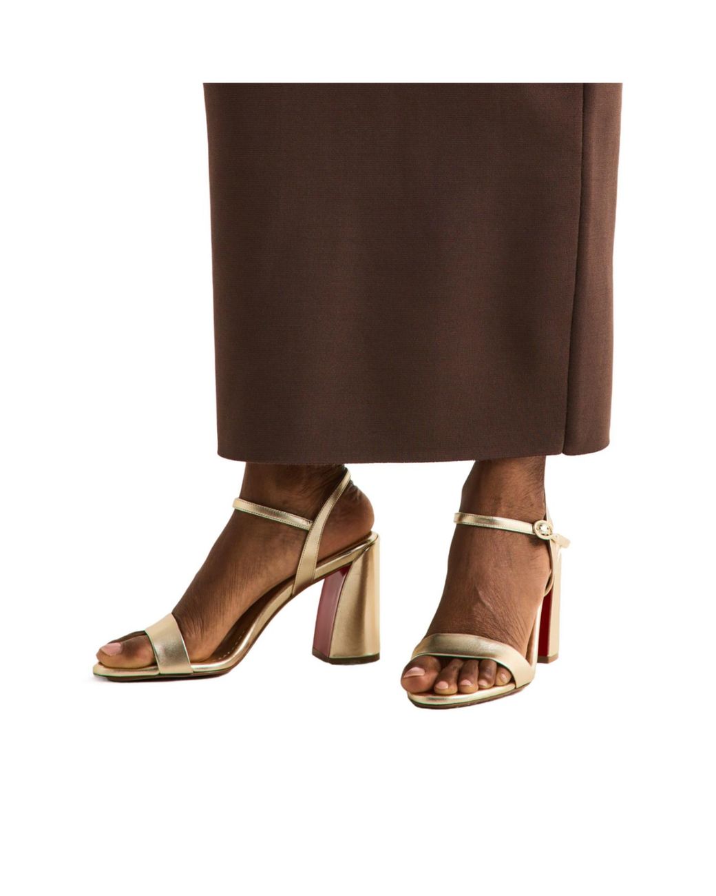 Christian Louboutin Natural Leather Block Heel Sandals