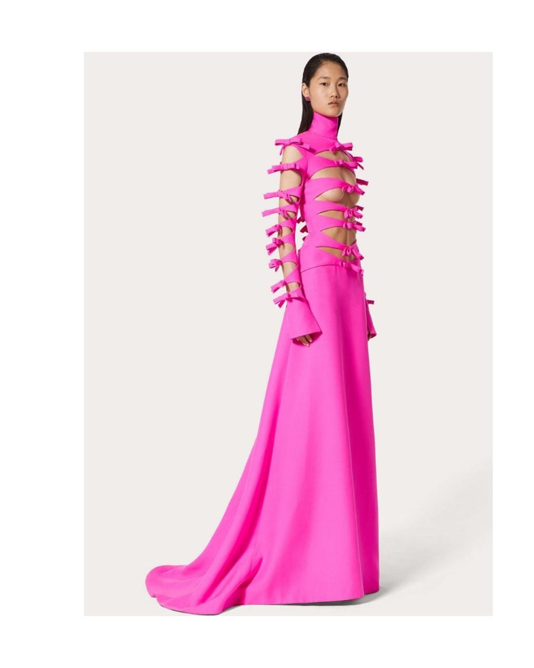 Valentino Pink Bow Detail Crepe Dress Dress