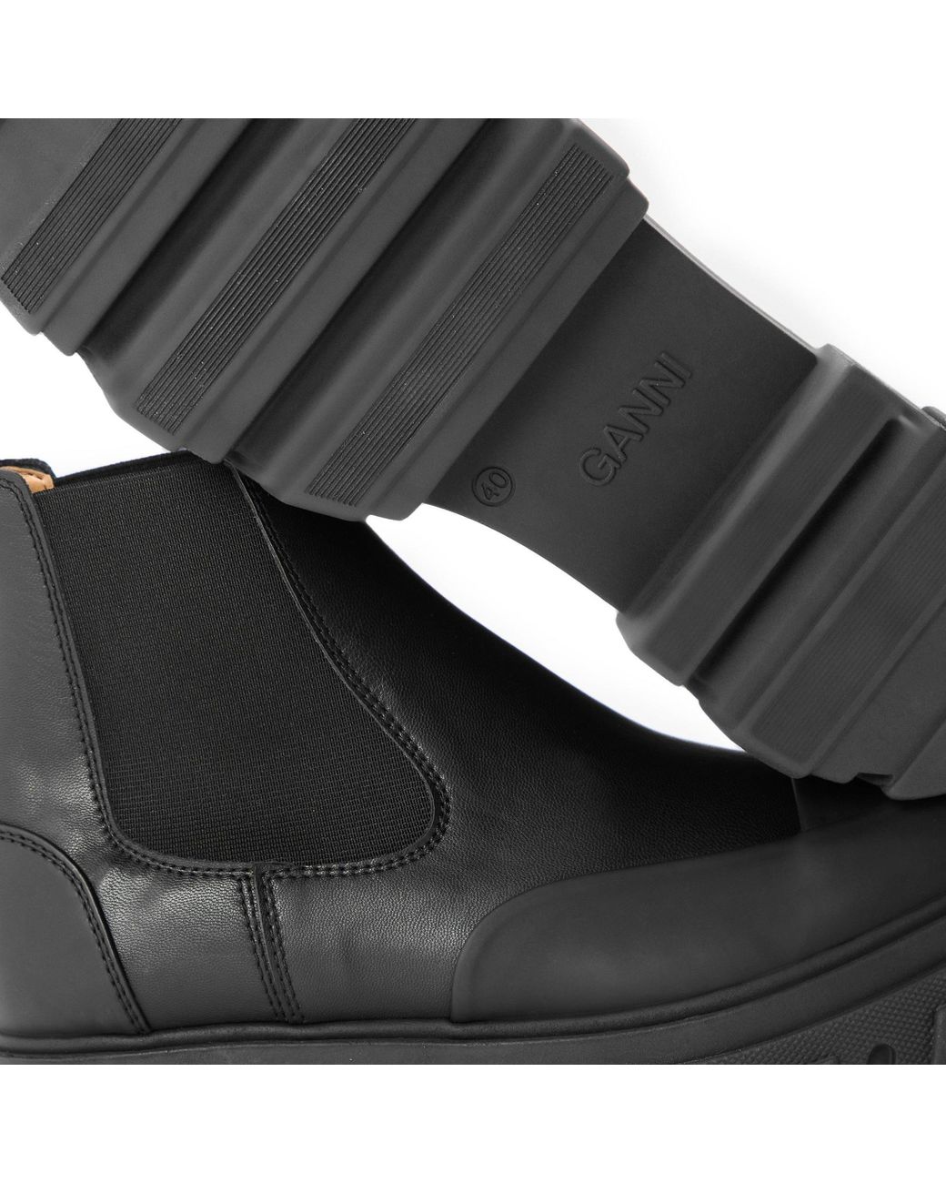 Ganni Black Low-Top Chelsea Boots