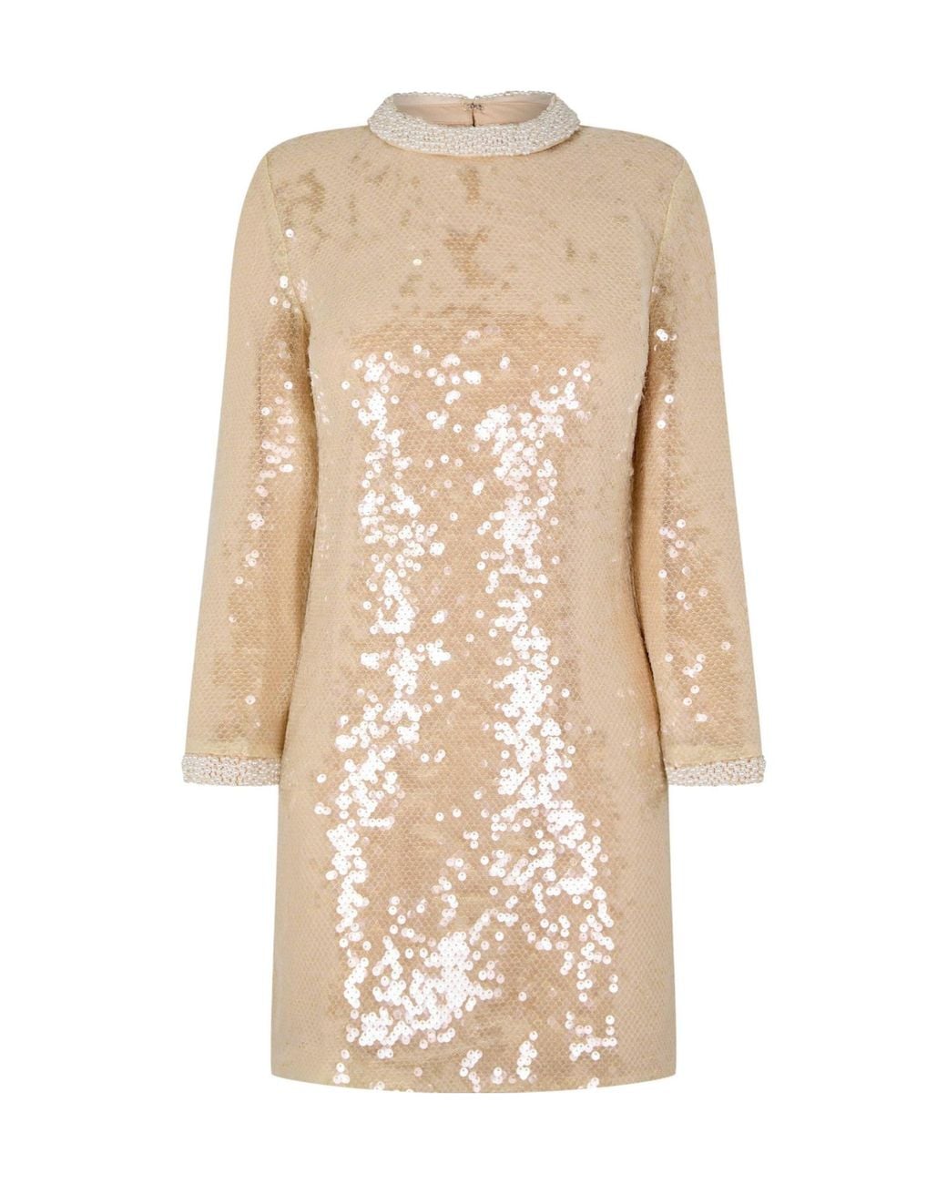Self-Portrait Natural Pearl Sequined Mini Dress