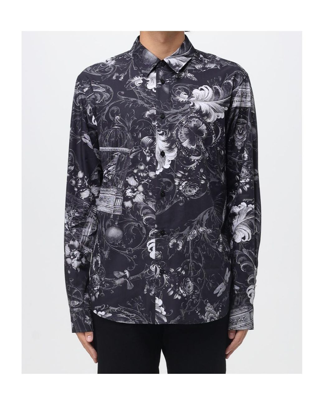 Versace Jeans Blue Couture Patterned Long-Sleeved Shirt for men