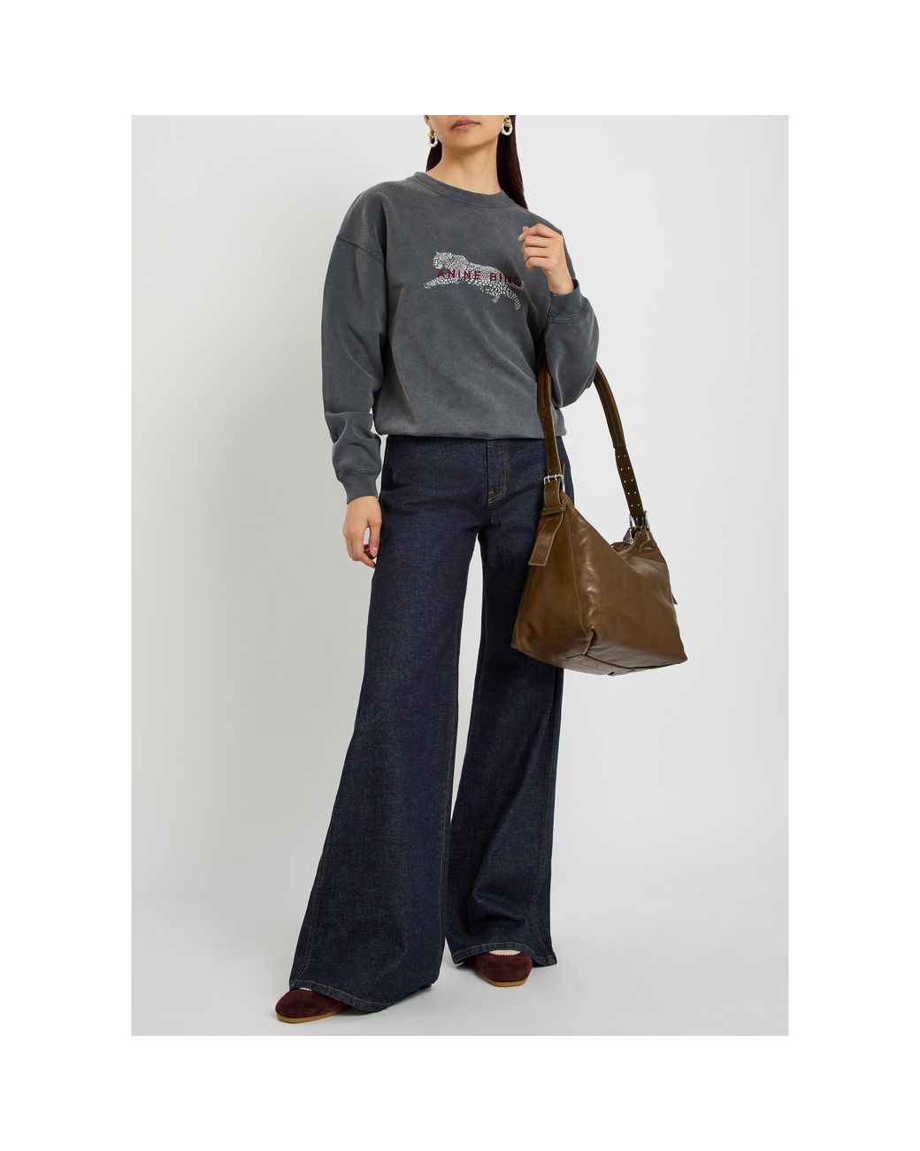 Anine Bing Gray Cotton Sweatshirt