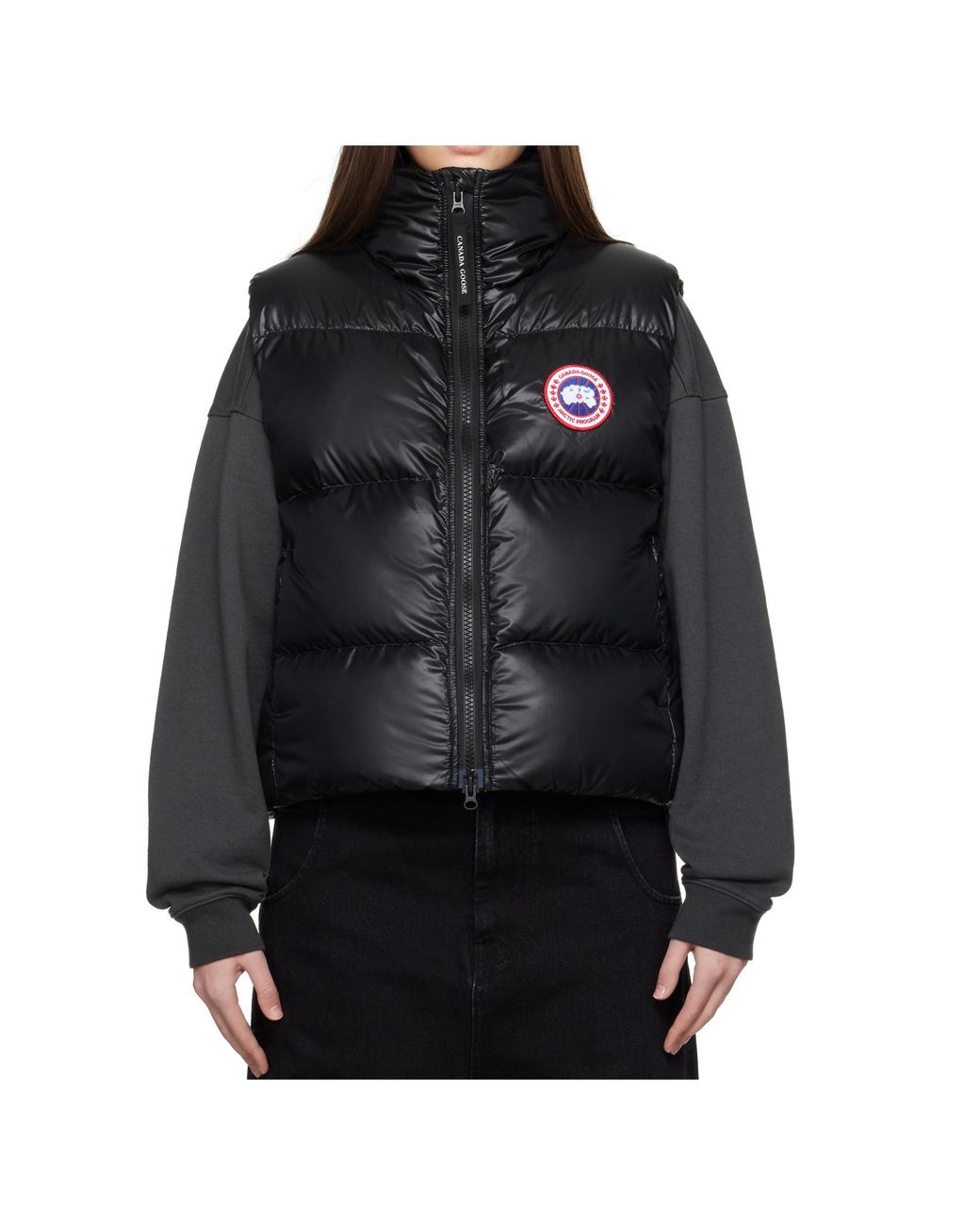 Canada Goose Black Cypress Logo-Patch Zipped Puffer Gilet