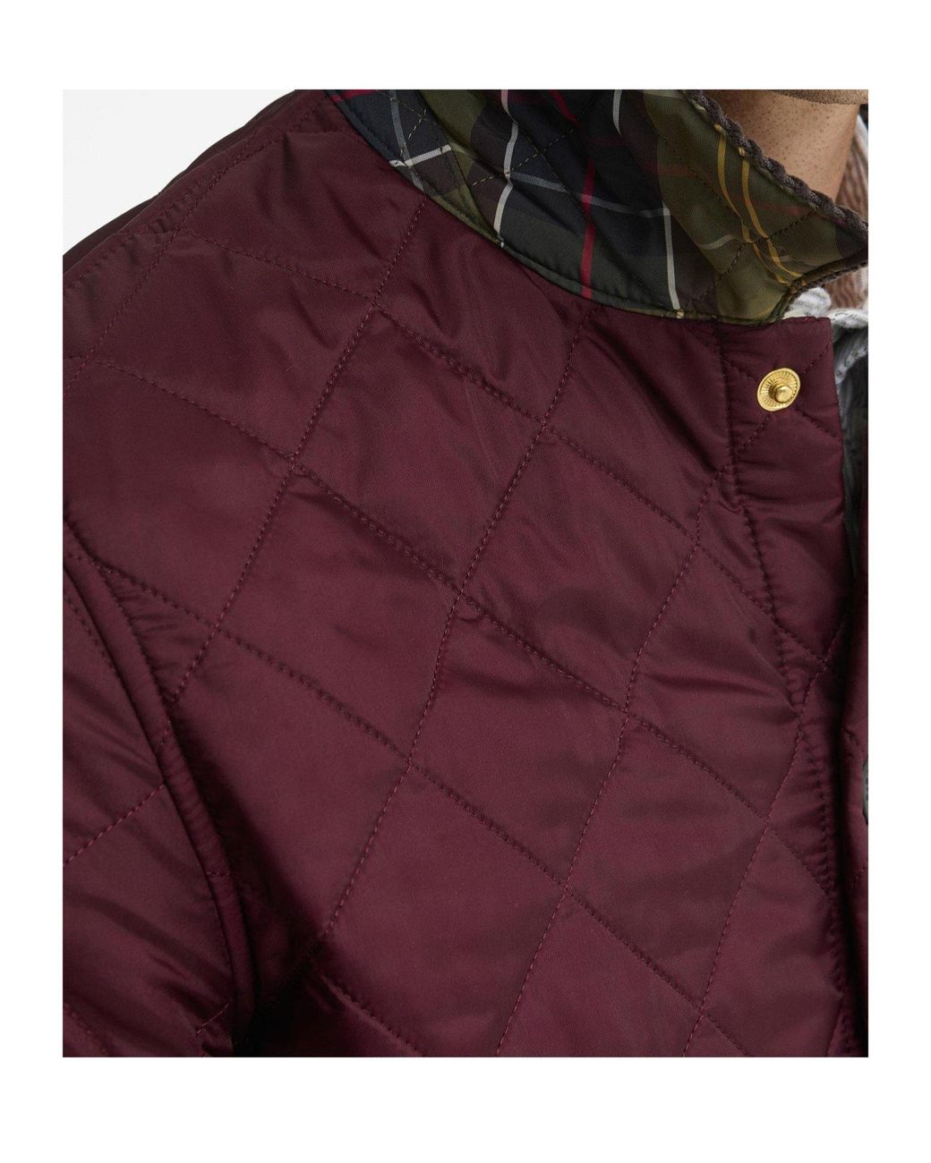 Barbour Purple Diamond Quilted Collared Jacket for men