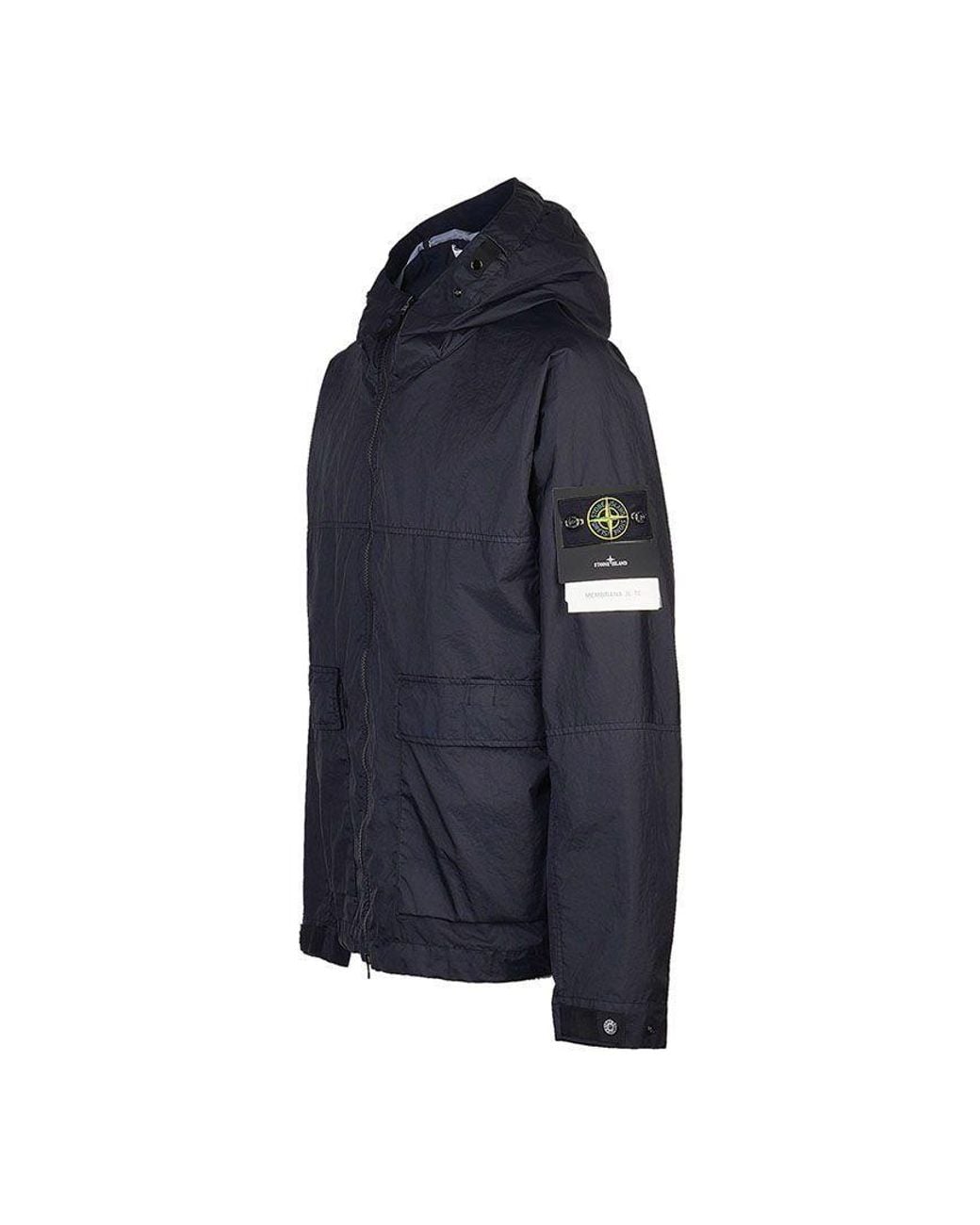 Stone Island Blue Logo Patch Hooded Jacket for men